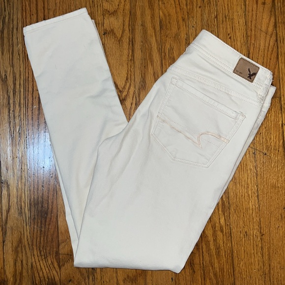 American Eagle Outfitters Skinny Cream Patchwork Jeans Size 6 - Picture 2 of 10